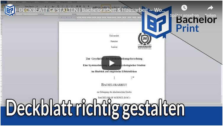 Deckblatt Gestalten | Bachelorarbeit & Hausarbeit